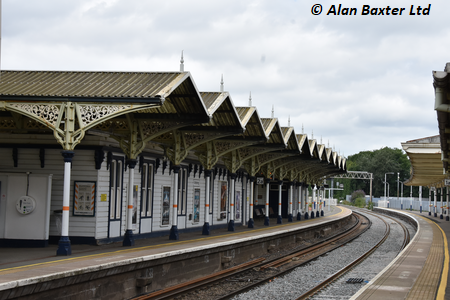 Platform 2 from the southern end of Platform 1 - detail. Copyright: Alan Baxter Ltd