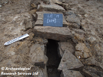 NW facing section of culvert  at Longshaw Estate, Derbyshire. Copyright: Archaeological Research Services Ltd
